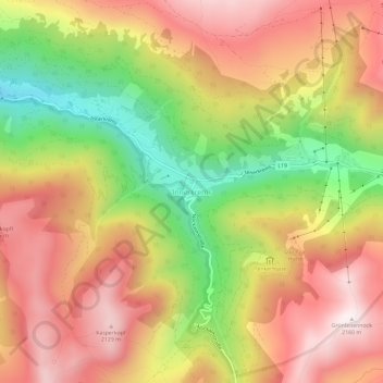 Carte topographique Innerkrems, altitude, relief