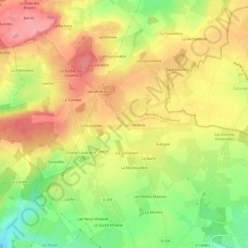 Carte topographique Le Moulinet, altitude, relief