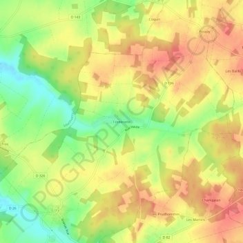 Carte topographique Fontenelle, altitude, relief