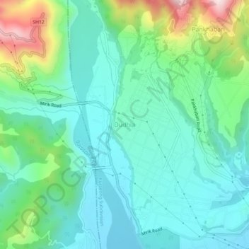 Carte topographique Dudhia, altitude, relief