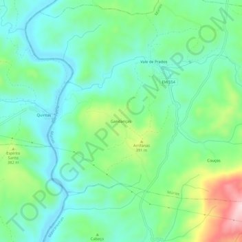 Carte topographique Gandariças, altitude, relief