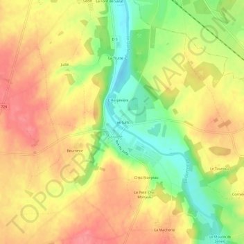 Carte topographique Les Gâts, altitude, relief