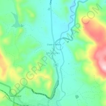 Carte topographique Miraflores, altitude, relief