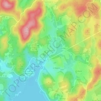 Carte topographique Jansanas, altitude, relief