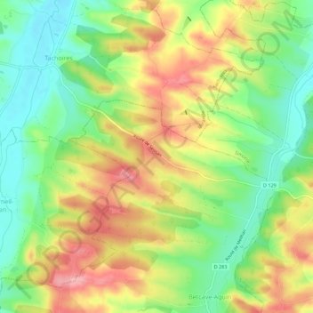 Carte topographique Cazaban, altitude, relief
