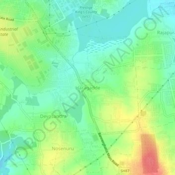 Carte topographique Haragadde, altitude, relief