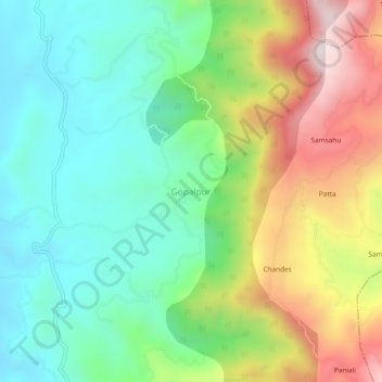 Carte topographique Gopalpur, altitude, relief