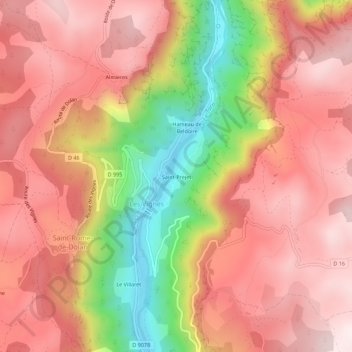 Carte topographique Saint-Prejet, altitude, relief