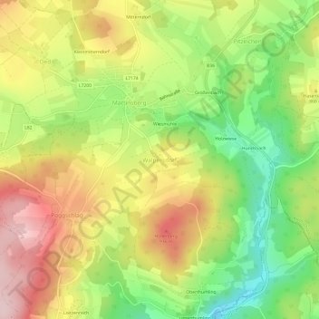 Carte topographique Walpersdorf, altitude, relief
