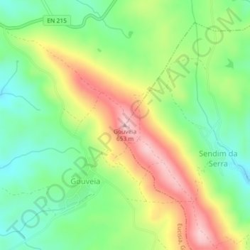 Carte topographique Gouveia, altitude, relief