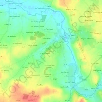 Carte topographique Villarcel, altitude, relief