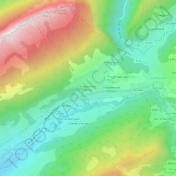 Carte topographique Forgeassoud-dessus, altitude, relief