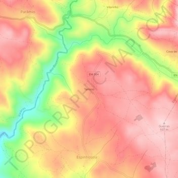 Carte topographique Terroso, altitude, relief