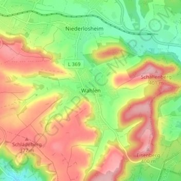 Carte topographique Wahlen, altitude, relief
