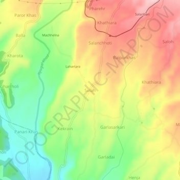 Carte topographique Sulah, altitude, relief