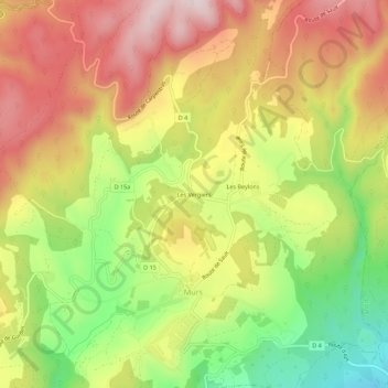 Carte topographique Les Vergiers, altitude, relief