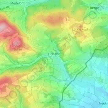 Carte topographique Dreislar, altitude, relief