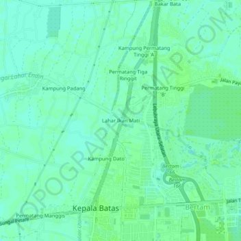 Carte topographique Lahar Ikan Mati, altitude, relief