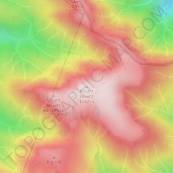 Carte topographique Mount Howitt, altitude, relief