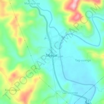 Carte topographique Poblacion, altitude, relief