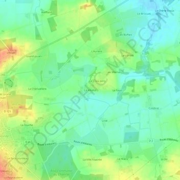 Carte topographique La Villatte, altitude, relief