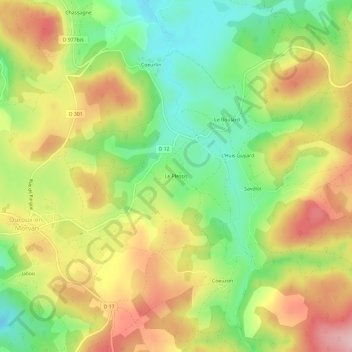 Carte topographique Le Plessis, altitude, relief