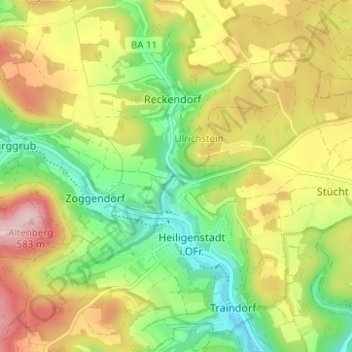 Carte topographique Neumühle, altitude, relief