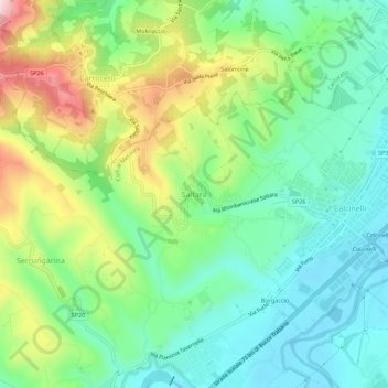 Carte topographique Saltara, altitude, relief