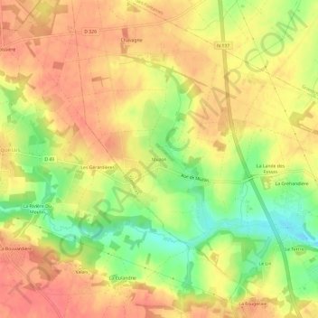 Carte topographique Muzon, altitude, relief