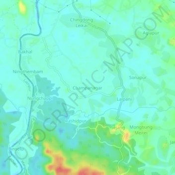 Carte topographique Champanagar, altitude, relief