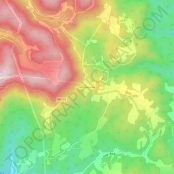 Carte topographique Monterville, altitude, relief
