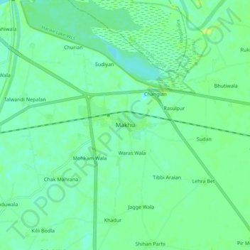 Carte topographique Makhu, altitude, relief