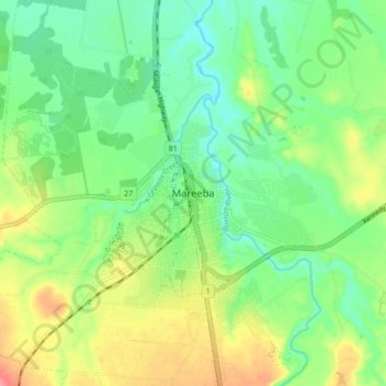 Carte topographique Mareeba, altitude, relief