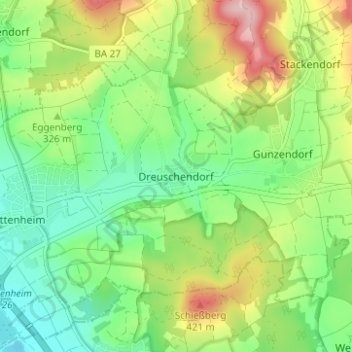 Carte topographique Dreuschendorf, altitude, relief