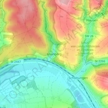 Carte topographique Mainberg, altitude, relief