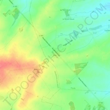 Carte topographique Vœu, altitude, relief