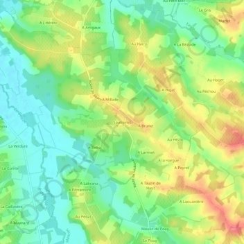 Carte topographique Sauboires, altitude, relief