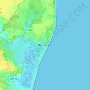 Carte topographique Thorpeness, altitude, relief