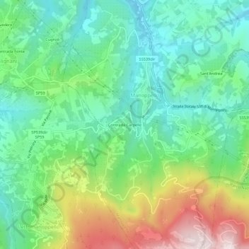 Carte topographique Contrada Carpelle, altitude, relief