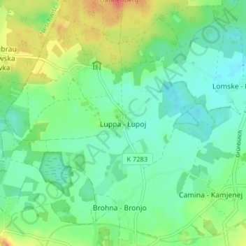 Carte topographique Luppa, altitude, relief