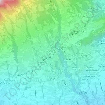 Carte topographique Crespano del Grappa, altitude, relief