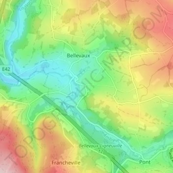 Carte topographique Lasnenville, altitude, relief
