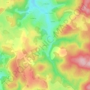 Carte topographique Coeuzon, altitude, relief
