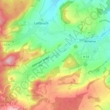 Carte topographique Malmershaupt, altitude, relief