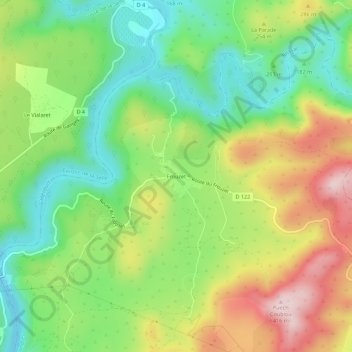 Carte topographique Frouzet, altitude, relief