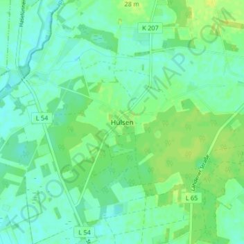 Carte topographique Hülsen, altitude, relief