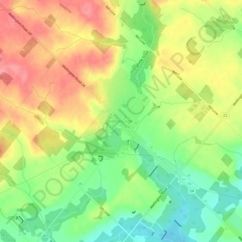 Carte topographique Hillsburgh, altitude, relief