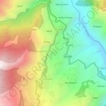 Carte topographique Ranti, altitude, relief