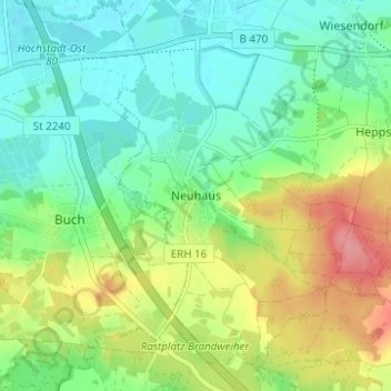 Carte topographique Neuhaus, altitude, relief