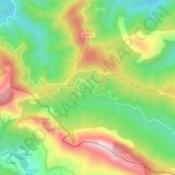 Carte topographique Cabarcos, altitude, relief